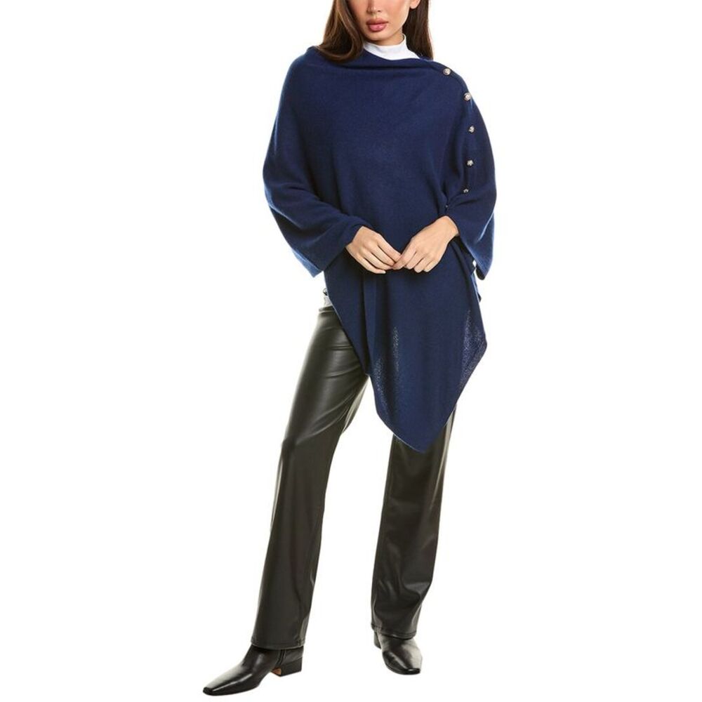 Sofiacashmere Button Shoulder Cashmere Wrap, Blue